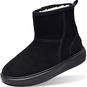 New Womens Winter Fur Lined Suede Ankle Snow Boots Black​